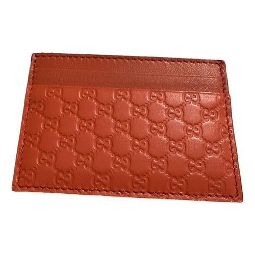 Pre-owned Gucci Continental Leather Wallet In Orange
