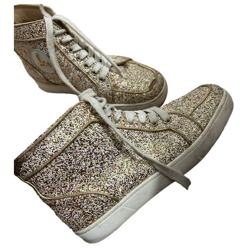 Pre-owned Christian Louboutin Glitter Trainers In Yellow