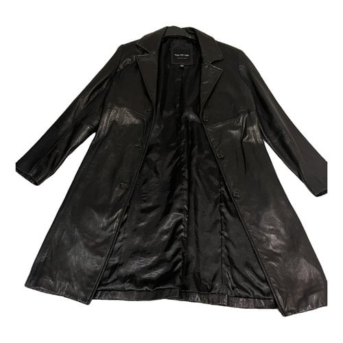 Pre-owned Andrew Marc Leather Coat In Black