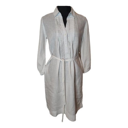 Pre-owned Gant Linen Mid-length Dress In White