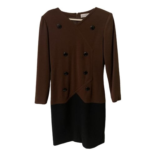 Pre-owned Givenchy Wool Mid-length Dress In Brown