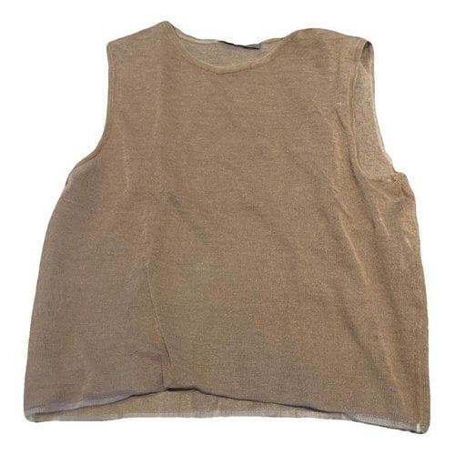 Pre-owned Alberta Ferretti Linen Vest In Brown