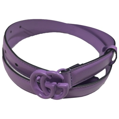 Pre-owned Gucci Gg Buckle Leather Belt In Purple