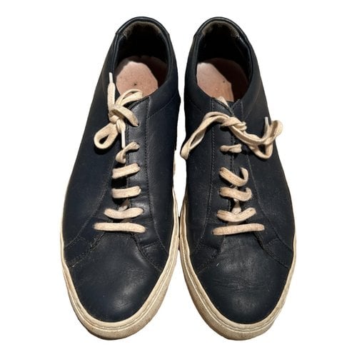 Pre-owned Common Projects Leather Low Trainers In Blue