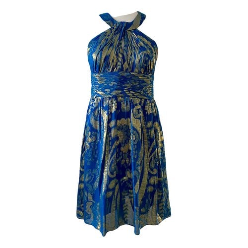 Pre-owned Aidan Mattox Silk Mid-length Dress In Turquoise