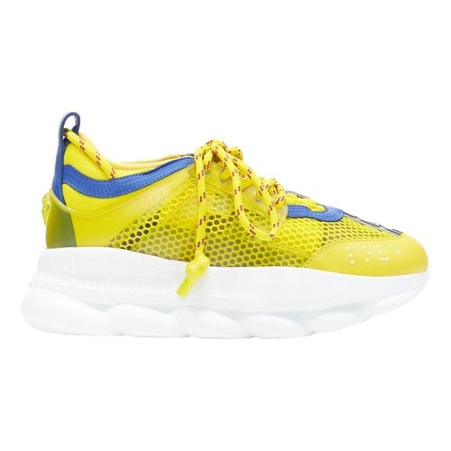 Pre-owned Versace Cloth Trainers In Yellow