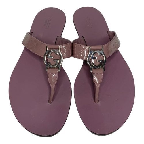 Pre-owned Gucci Patent Leather Sandal In Purple