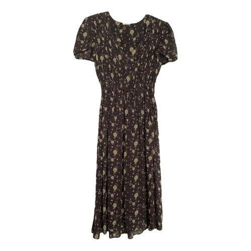 Pre-owned Miu Miu Silk Mid-length Dress In Brown
