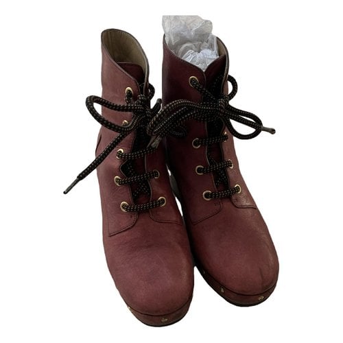 Pre-owned Opening Ceremony Leather Boots In Burgundy