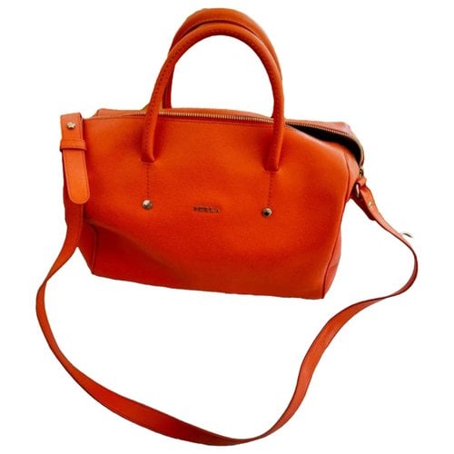 Pre-owned Furla Candy Bag Patent Leather Crossbody Bag In Orange