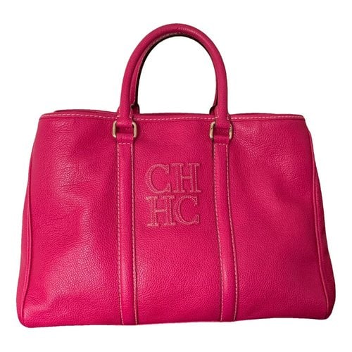 Pre-owned Carolina Herrera Leather Handbag In Pink