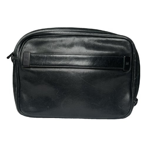 Pre-owned Issey Miyake Leather Clutch Bag In Black