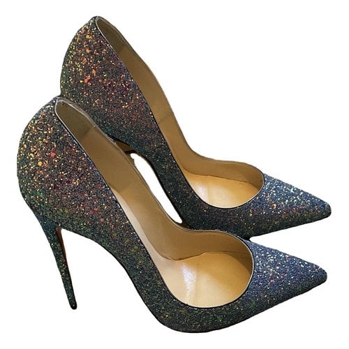 Pre-owned Christian Louboutin So Kate Glitter Heels In Blue