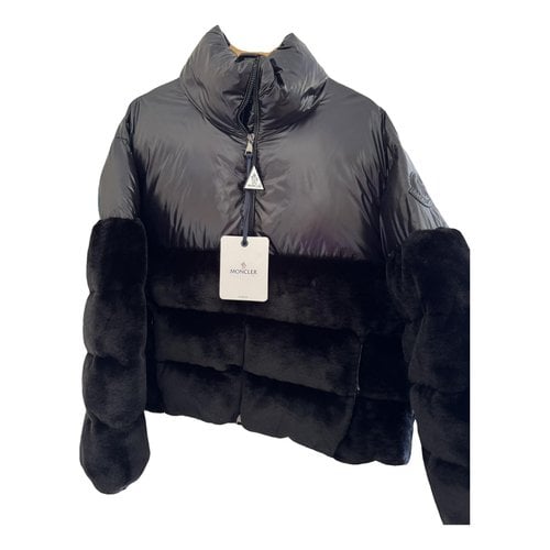 Pre-owned Moncler Faux Fur Jacket In Black
