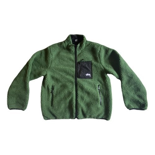 Pre-owned Stussy Faux Fur Jacket In Green