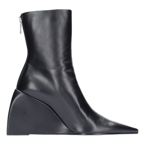 Pre-owned Off-white Leather Boots In Black
