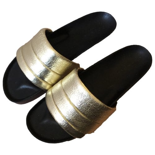 Pre-owned Sandro Leather Mules In Gold
