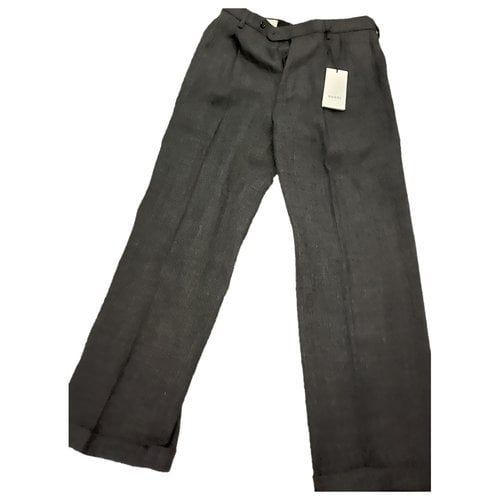 Pre-owned Gucci Linen Trousers In Grey