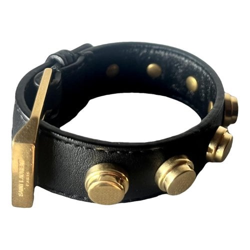 Pre-owned Saint Laurent Leather Bracelet In Black