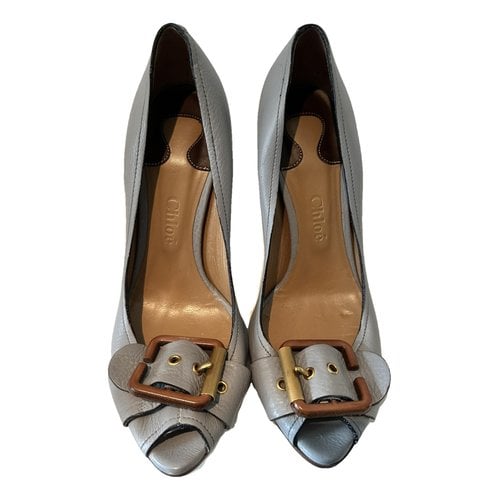 Pre-owned Chloé Leather Heels In Grey