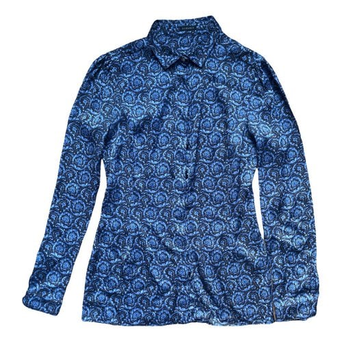 Pre-owned Versace Silk Shirt In Blue