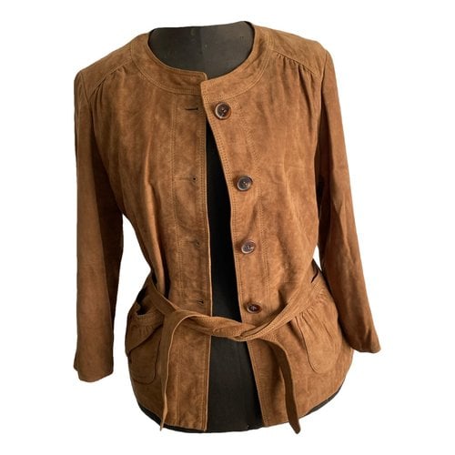 Pre-owned Gerard Darel Leather Jacket In Brown