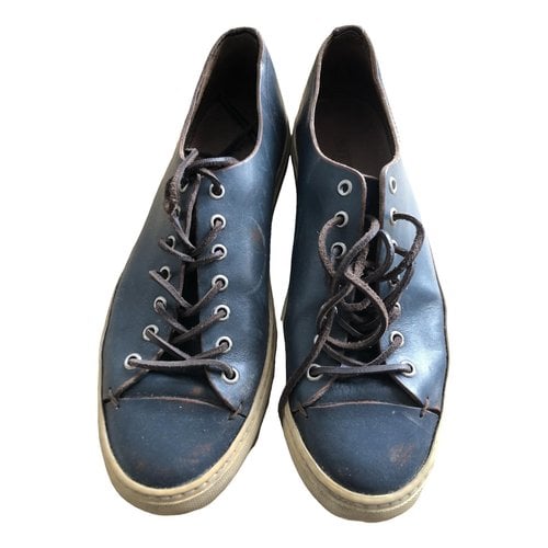 Pre-owned Buttero Leather Low Trainers In Blue