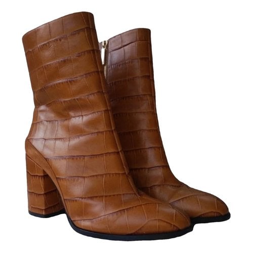 Pre-owned Dear Frances Leather Boots In Brown