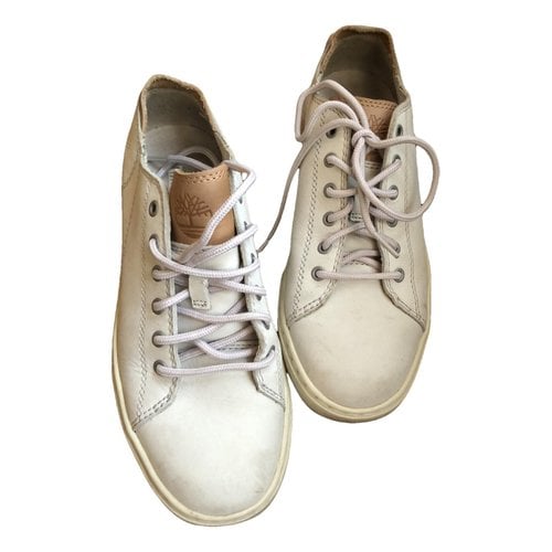 Pre-owned Timberland Leather Lace Ups In White