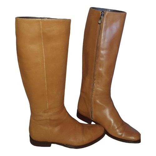 Pre-owned Anaki Leather Riding Boots In Camel