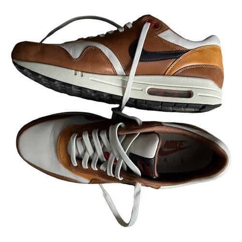 Pre-owned Nike Air Max 1 Leather Low Trainers In Brown