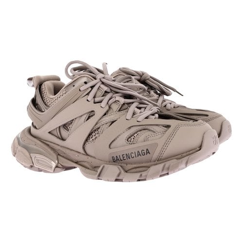 Pre-owned Balenciaga Track Leather Trainers In Brown