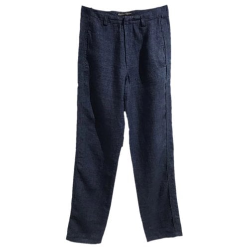 Pre-owned Balenciaga Linen Straight Pants In Blue