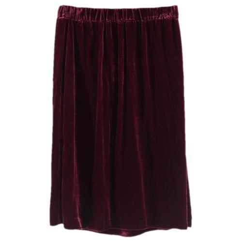 Pre-owned Gerard Darel Velvet Mid-length Skirt In Burgundy