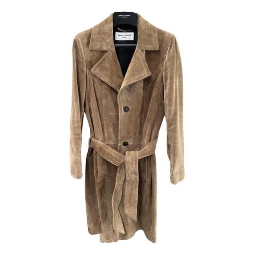Pre-owned Saint Laurent Trench Coat In Camel