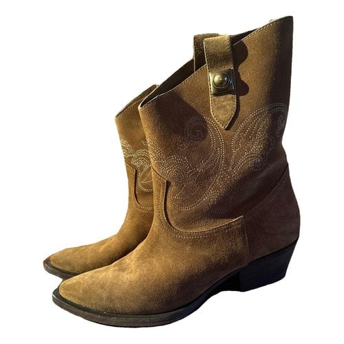 Pre-owned Etro Western Boots In Camel
