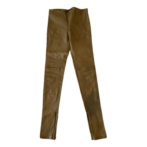Pre-owned Balenciaga Leather Straight Pants In Green