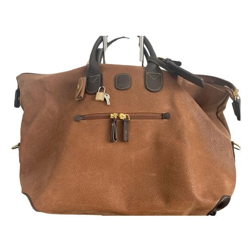 Pre-owned Bric's Leather Travel Bag In Camel