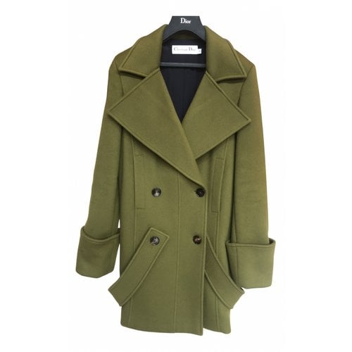 Pre-owned Dior Cashmere Coat In Green