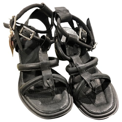Pre-owned As98 Leather Sandals In Black