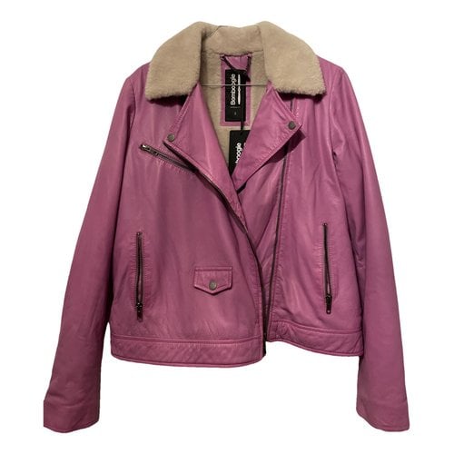 Pre-owned Bomboogie Leather Biker Jacket In Pink