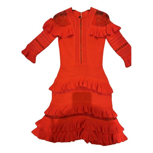 Pre-owned Elie Saab Lace Mini Dress In Red