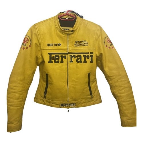 Pre-owned Ferrari Leather Biker Jacket In Yellow