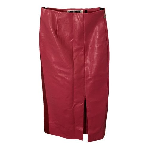 Pre-owned Rotate Birger Christensen Vegan Leather Mid-length Skirt In Pink