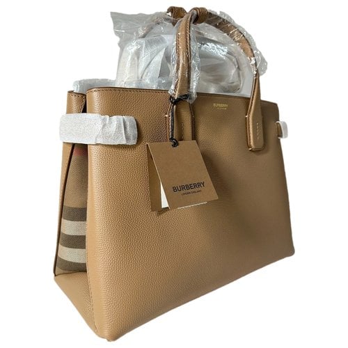 Pre-owned Burberry The Banner Leather Tote In Camel