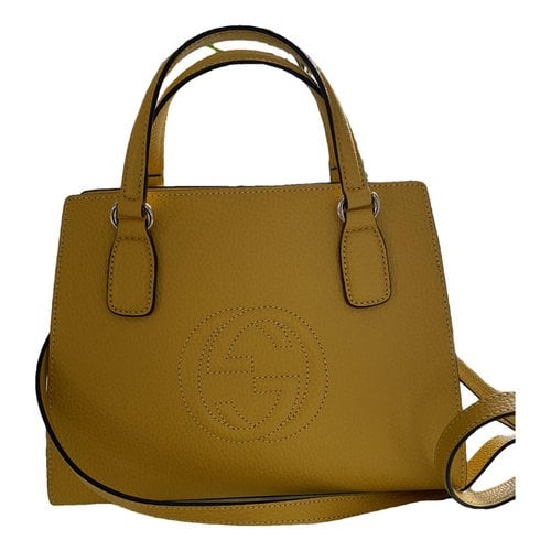 Pre-owned Gucci Soho Leather Tote In Yellow