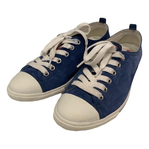 Pre-owned Prada Leather Trainers In Blue