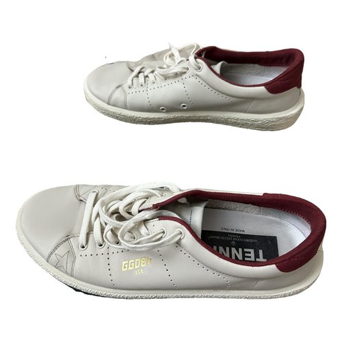 Pre-owned Golden Goose Tennis Leather Low Trainers In White