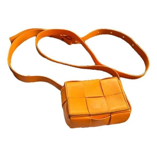 Pre-owned Bottega Veneta Cassette Leather Crossbody Bag In Orange