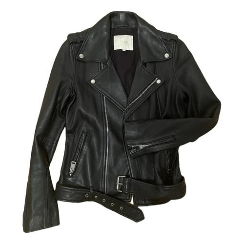 Pre-owned Maje Leather Biker Jacket In Black